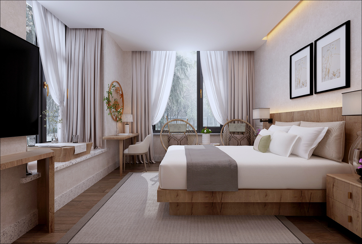 巢湖厵村民宿現(xiàn)代田園風格民宿設計裝修(圖2)