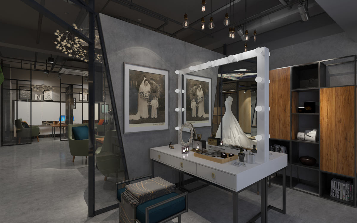 合肥婚紗攝影工作室300平方工業(yè)風展廳空間裝修設(shè)計(圖3)